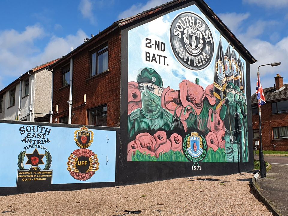 South East Antrim UDA mural in Glengormley, North Belfast. 